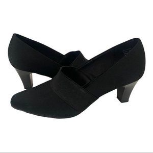 Coach and Four Black Savory Fabric Slip On Heels